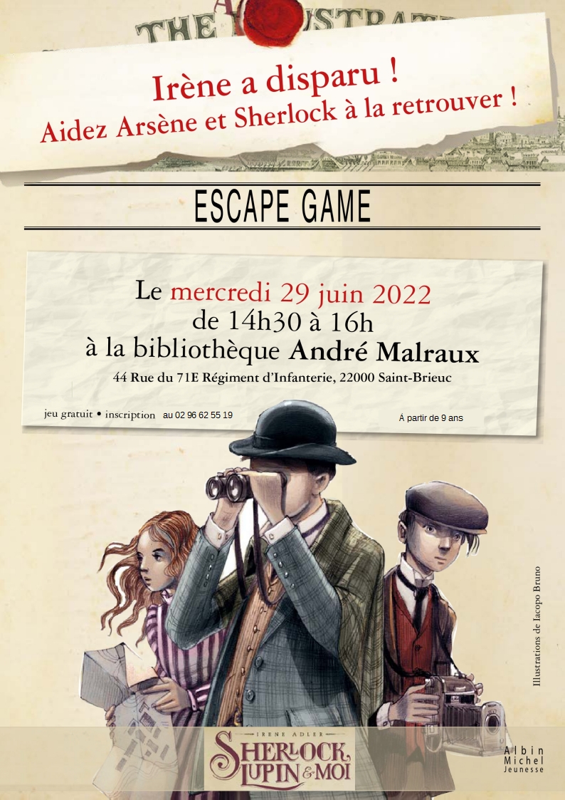 AFFICHE ESCAPE GAME LUPIN BIBLIOTHEQUE ANDRE MALRAUX2